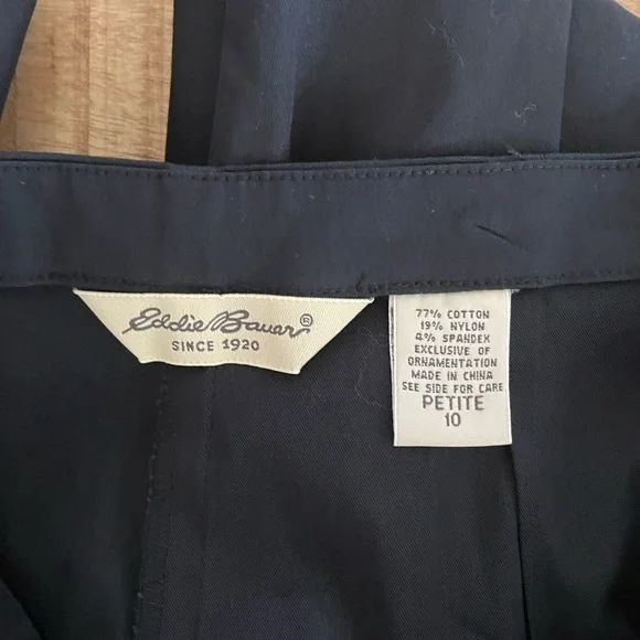 Eddie Bauer Women Casual Dress Pants Navy Blue Size 10P Stretch w/ Ankle Slits - Picture 5 of 10
